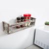 MyGift Torched Wood Spice Rack Wall Mount Hanging Kitchen Seasoning Jar and Condiment Display Shelves, Set of 2