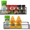 MyGift Wall Mountable Spice Rack Shelf Organizer, 12-Inch Black Chicken Wire Hanging Kitchen Seasoning Condiment Storage Display Rack, Set of 2(Set of 2)