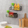 MyGift Wall Mountable Spice Rack Shelf Organizer, 12-Inch Black Chicken Wire Hanging Kitchen Seasoning Condiment Storage Display Rack, Set of 2(Set of 2)