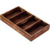 MyGift Burnt Wood Drawer Organizer Tray with 4 Slots, Multipurpose Utensil, Cutlery, Tools Wooden Bin