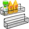 MyGift Wall Mountable Spice Rack Shelf Organizer, 12-Inch Black Chicken Wire Hanging Kitchen Seasoning Condiment Storage Display Rack, Set of 2(Set of 2)