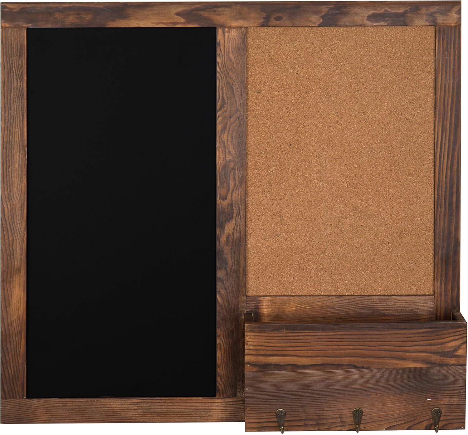 imageMyGift Whitewashed Wood Entryway Family Command Center Wall Organizer with Chalkboard Cork Board Mail and Key HolderDrak Brown