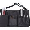 MyGift Professional Black Salon Apron, Makeup Artist Cosmetic Canvas Waist Apron, Multiple Pocket Brush Bag Organizer