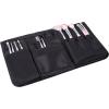 MyGift Professional Black Salon Apron, Makeup Artist Cosmetic Canvas Waist Apron, Multiple Pocket Brush Bag Organizer