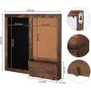 MyGift Whitewashed Wood Entryway Family Command Center Wall Organizer with Chalkboard, Cork Board, Mail and Key Holder(Drak Brown)
