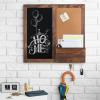 MyGift Whitewashed Wood Entryway Family Command Center Wall Organizer with Chalkboard, Cork Board, Mail and Key Holder(Drak Brown)