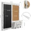 MyGift Whitewashed Wood Entryway Family Command Center Wall Organizer with Chalkboard, Cork Board, Mail and Key Holder(Whitewashed)