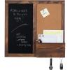 MyGift Whitewashed Wood Entryway Family Command Center Wall Organizer with Chalkboard, Cork Board, Mail and Key Holder(Drak Brown)