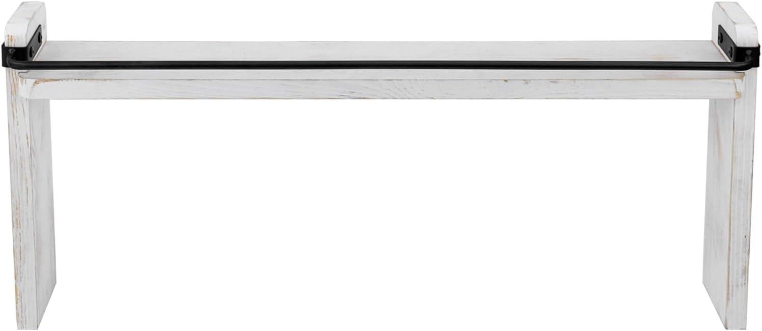 imageMyGift 33 Inch Stove Top Spice Rack Deluxe Rustic Burnt Solid Wood and Industrial Black Metal Space Saving Over The Stovetop Range Storage Display ShelfWhitewashed