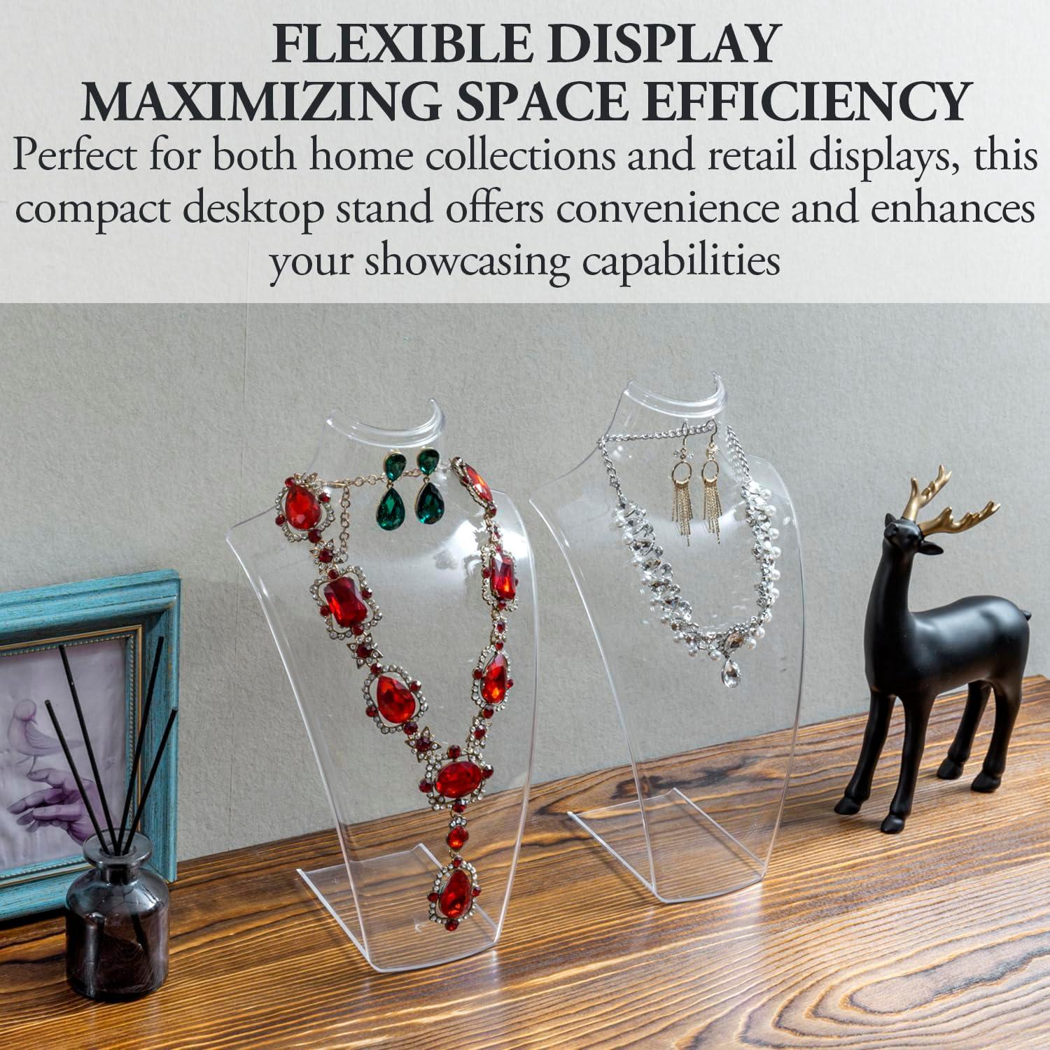 imageMyGift 8Inch Clear Acrylic Necklace ampamp Earring Jewelry 3D Bust Display Stand Set of 212 Inch
