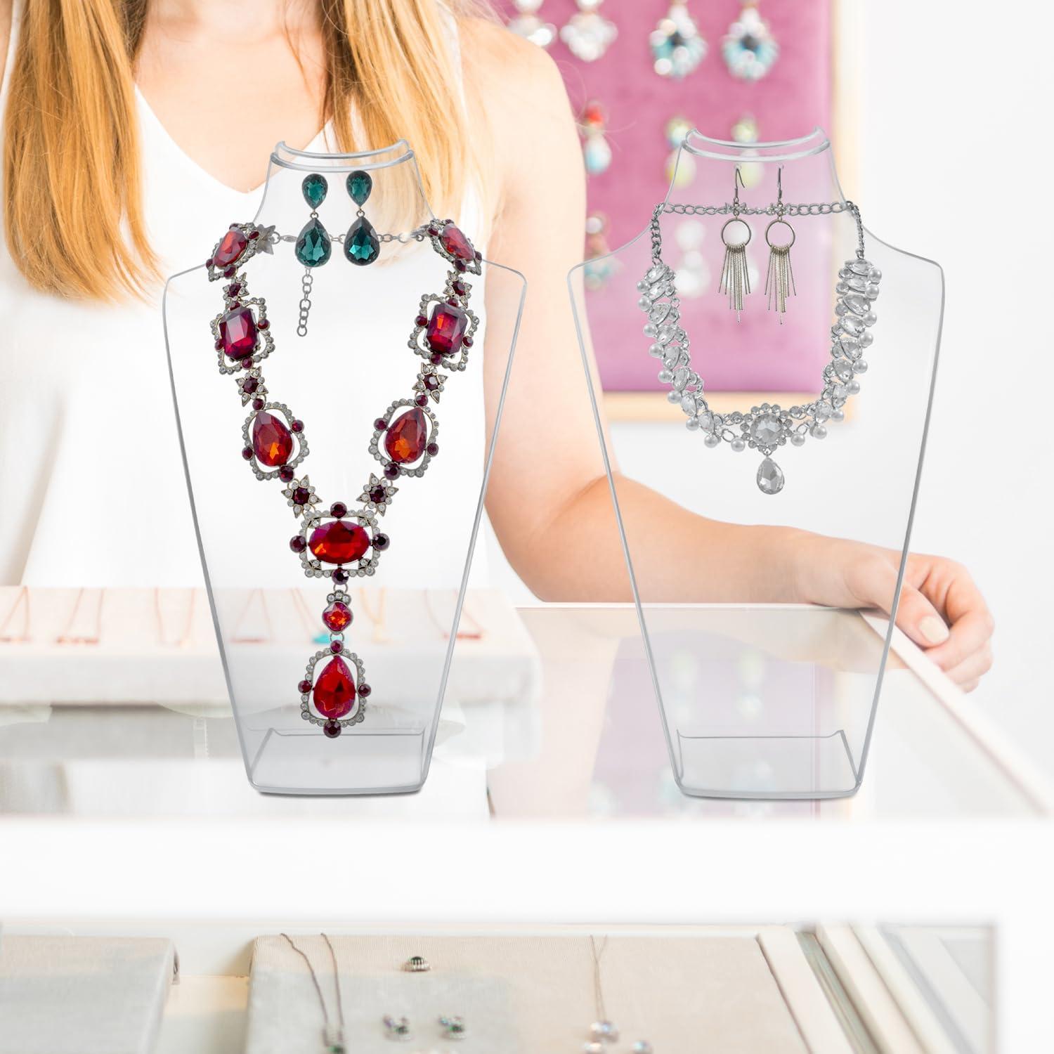 imageMyGift 8Inch Clear Acrylic Necklace ampamp Earring Jewelry 3D Bust Display Stand Set of 212 Inch