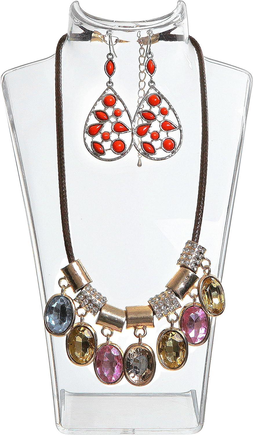 imageMyGift 8Inch Clear Acrylic Necklace ampamp Earring Jewelry 3D Bust Display Stand Set of 28 Inch