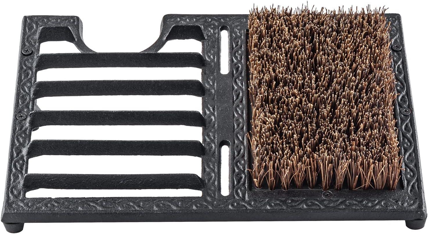 imageMyGift Heavy Duty Cast Iron Shoe Scraper Mat Vintage Rustic Black Angled Boot Dirt Cleaner Brush Heavy Duty CastBlack