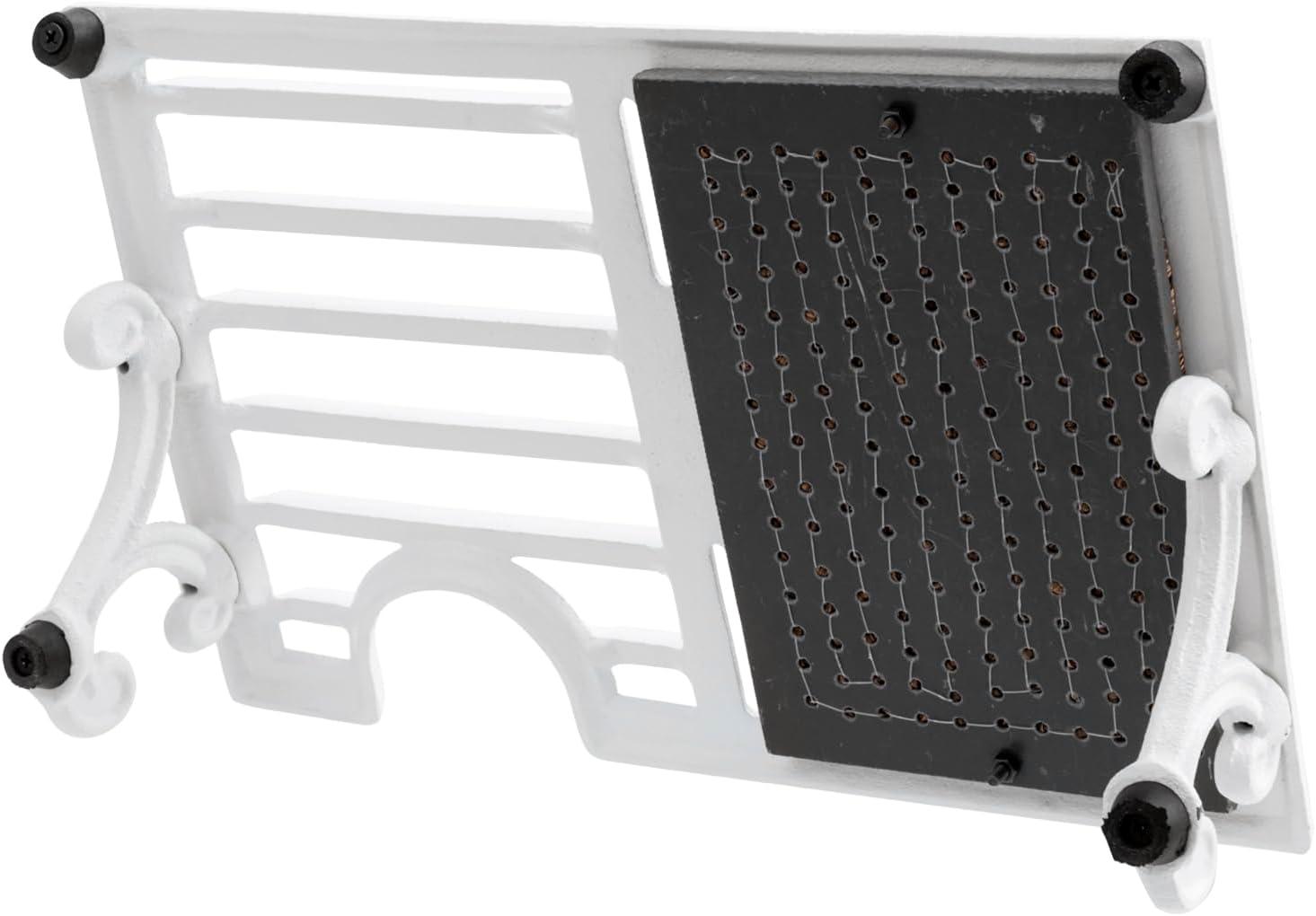 imageMyGift Heavy Duty Cast Iron Shoe Scraper Mat Vintage Rustic Black Angled Boot Dirt Cleaner Brush Heavy Duty CastWhite