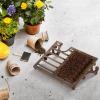 MyGift Heavy Duty Cast Iron Shoe Scraper Mat, Vintage Rustic Black Angled Boot Dirt Cleaner Brush (Heavy Duty Cast)(Dark Brown Cast Iron)