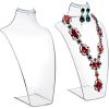 MyGift 8-Inch Clear Acrylic Necklace & Earring Jewelry 3D Bust Display Stand, Set of 2(12 Inch)