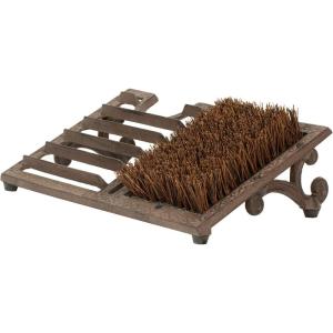 MyGift Heavy Duty Cast Iron Shoe Scraper Mat, Vintage Rustic Black Angled Boot Dirt Cleaner Brush (Heavy Duty Cast)(Brown)