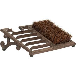 MyGift Heavy Duty Cast Iron Shoe Scraper Mat, Vintage Rustic Black Angled Boot Dirt Cleaner Brush (Heavy Duty Cast)(Dark Brown Cast Iron)