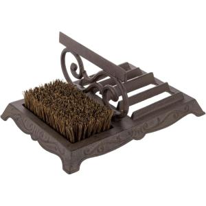 MyGift Heavy Duty Cast Iron Shoe Scraper Mat, Vintage Rustic Black Angled Boot Dirt Cleaner Brush (Heavy Duty Cast)(Heavy Duty Cast)
