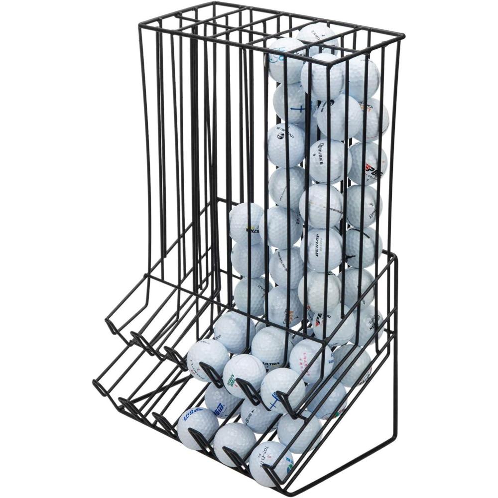 imageMyGift 60 Capacity Golf Ball Basket Holder  Matte Black Metal Wire Golf Ball Dispenser and Countertop Display Rack90 Capacity