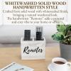 MyGift Remote Control Holder,TV Remote Holder,Wood Remote Caddy for Table,2 Large Compartment,Shabby Whitewashed Solid Wood with Black Cursive Remotes Label(Whitewashed (6 Inch))