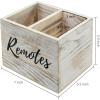 MyGift Remote Control Holder,TV Remote Holder,Wood Remote Caddy for Table,2 Large Compartment,Shabby Whitewashed Solid Wood with Black Cursive Remotes Label(Whitewashed (7 Inch))