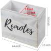 MyGift Remote Control Holder,TV Remote Holder,Wood Remote Caddy for Table,2 Large Compartment,Shabby Whitewashed Solid Wood with Black Cursive Remotes Label(Whitewashed (6 Inch))