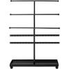 MyGift Modern 3-Tier Metal Jewelry Organizer Stand – Matte Black Jewelry Storage Display with Ring Tray, 18 Earring Hooks & 5 T-Bars for Necklaces, Bracelets, Earrings – Home/Boutique Use(Black)