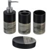 MyGift Deluxe 4 Piece Dual Tone Black with Cream Stripe Ceramic Bathroom Accessories Set, Includes Soap Dish, Pump Dispenser, Tumbler Cup, and Toothbrush Holder(Black & Cream)