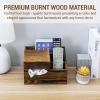 MyGift Deluxe Burnt Wood Remote Control Caddy with Tissue Box Cover – Multi-Compartment Organizer for TV Remotes, Phone, Tablets and Living Room Essentials
