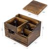 MyGift Deluxe Burnt Wood Remote Control Caddy with Tissue Box Cover – Multi-Compartment Organizer for TV Remotes, Phone, Tablets and Living Room Essentials