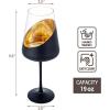 MyGift Set of 4 Modern Matte Black and Gold Stemmed Tulip-Shaped Wine Glasses, 19 oz Elegant Drinkware for Cocktails, Wine, or Entertaining