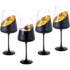 MyGift Set of 4 Modern Matte Black and Gold Stemmed Tulip-Shaped Wine Glasses, 19 oz Elegant Drinkware for Cocktails, Wine, or Entertaining