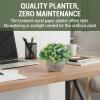 MyGift 6-Inch Artificial Leafy Green Plant in Round Paper Planter Pot – Faux Decorative Tabletop Plant for Home, Office, or Shelf Display