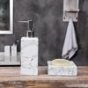MyGift 4 Piece Marble Design White Bathroom Accessories Set, Includes Lotion Pump Dispenser, Tumbler, Toothbrush Holder, and Soap Dish