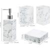 MyGift 4 Piece Marble Design White Bathroom Accessories Set, Includes Lotion Pump Dispenser, Tumbler, Toothbrush Holder, and Soap Dish