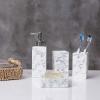 MyGift 4 Piece Marble Design White Bathroom Accessories Set, Includes Lotion Pump Dispenser, Tumbler, Toothbrush Holder, and Soap Dish