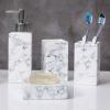 MyGift 4 Piece Marble Design White Bathroom Accessories Set, Includes Lotion Pump Dispenser, Tumbler, Toothbrush Holder, and Soap Dish