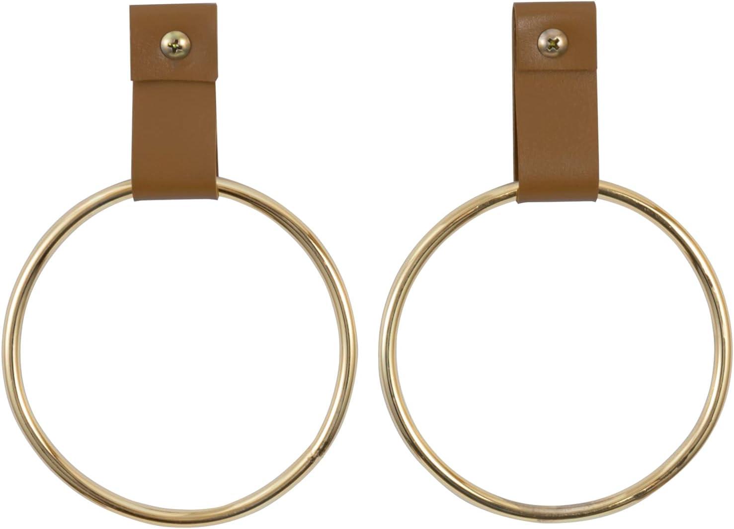 image:imageMyGift Hand Towel Holder Ring Bath Towel Hanging Rack Wall Mounted Industrial Bathroom Accessories Farmhouse Decor Faucet Pipe Metal BlackBrass