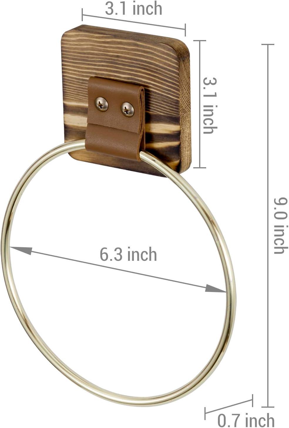 image:imageMyGift Hand Towel Holder Ring Bath Towel Hanging Rack Wall Mounted Industrial Bathroom Accessories Farmhouse Decor Faucet Pipe Metal BlackBrown