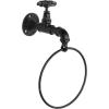MyGift Hand Towel Holder Ring, Bath Towel Hanging Rack Wall Mounted, Industrial Bathroom Accessories, Farmhouse Decor, Faucet Pipe Metal Black(Black)