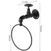 MyGift Hand Towel Holder Ring, Bath Towel Hanging Rack Wall Mounted, Industrial Bathroom Accessories, Farmhouse Decor, Faucet Pipe Metal Black(Black)
