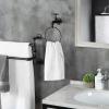 MyGift Hand Towel Holder Ring, Bath Towel Hanging Rack Wall Mounted, Industrial Bathroom Accessories, Farmhouse Decor, Faucet Pipe Metal Black(Black)
