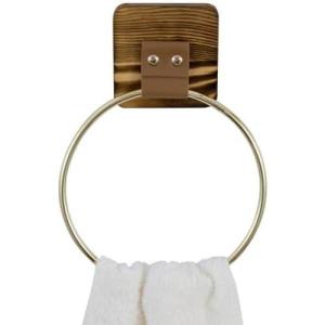 MyGift Hand Towel Holder Ring, Bath Towel Hanging Rack Wall Mounted, Industrial Bathroom Accessories, Farmhouse Decor, Faucet Pipe Metal Black(Brown)