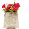 MyGift French Country Vintage Style Rustic Metal Garden Decor Bucket/Centerpiece Vase/Flower Holder