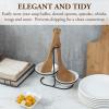 MyGift Countertop Ceramic Spoon Rest with Matte Black Metal Stand, Upright Ladle Holder Rack with 2 Bowl Dish(White / Black)
