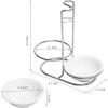MyGift Countertop Ceramic Spoon Rest with Matte Black Metal Stand, Upright Ladle Holder Rack with 2 Bowl Dish(White / Silver)