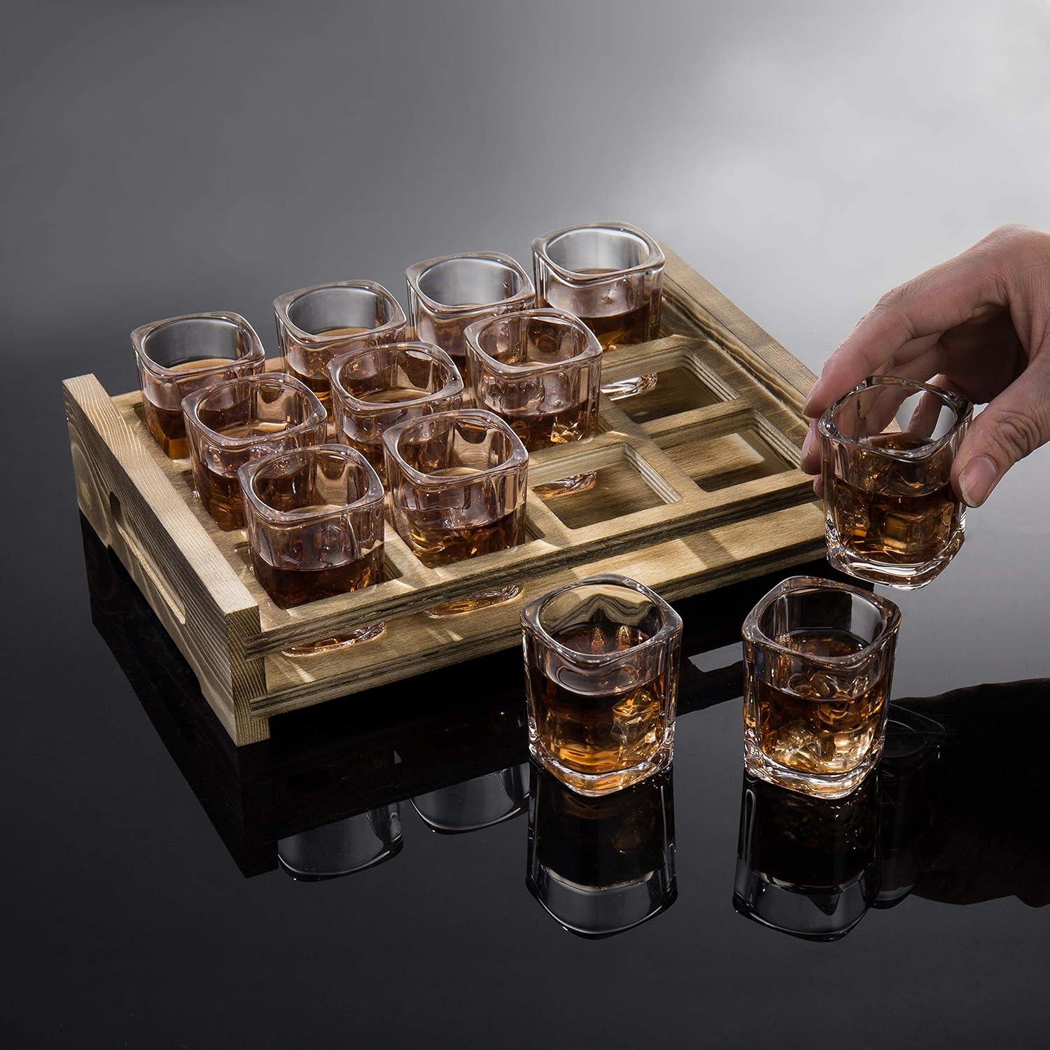image:imageMyGift Set of 6 Skull Shot Glasses 28 oz Clear Glass Novelty Drinkware for Halloween Parties Cocktail Bars amp Home Decor Spooky 3D Skull DesignBurnt Brown