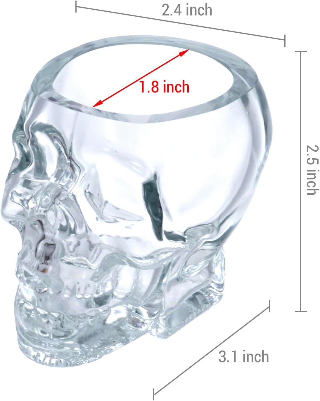 image:imageMyGift Set of 6 Skull Shot Glasses 28 oz Clear Glass Novelty Drinkware for Halloween Parties Cocktail Bars amp Home Decor Spooky 3D Skull DesignClear
