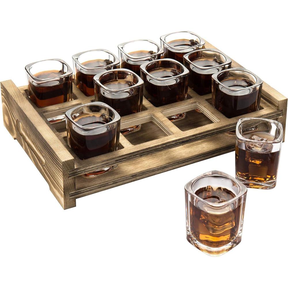 image:imageMyGift Set of 6 Skull Shot Glasses  28 oz Clear Glass Novelty Drinkware for Halloween Parties Cocktail Bars amp Home Decor  Spooky 3D Skull DesignBurnt Brown